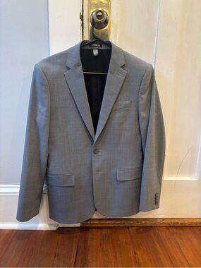 Express Men's Light Gray Notch Lapel Sport Coat